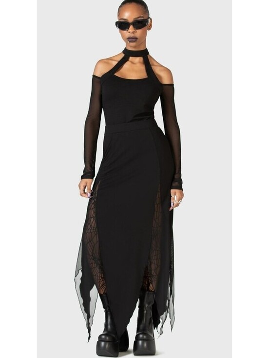 KILLSTAR Dresses & Skirts - Killstar The Grimmer The Better Midi Skirt Black Handkerchief Hem Size Large NEW